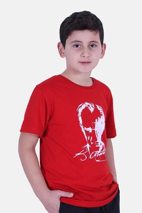 تیشرت قرمز بچه گانه رگولار FYK KİDS - کد 653396374