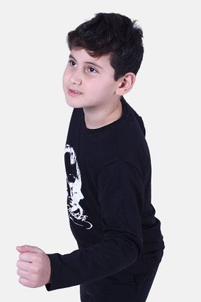 سوئیشرت مشکی بچه گانه چاپی FYK KİDS - کد 645945280
