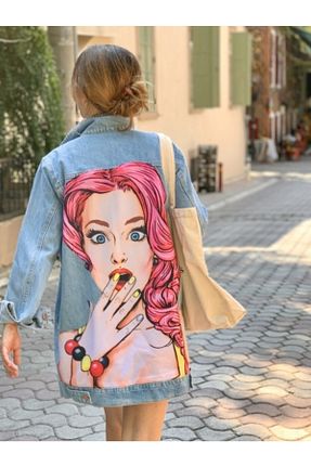 کت آبی زنانه اورسایز poupee - کد 272602583