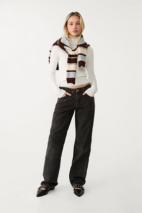 شلوار جین مشکی زنانه پاچه لوله تفنگی Stradivarius - کد 892475379