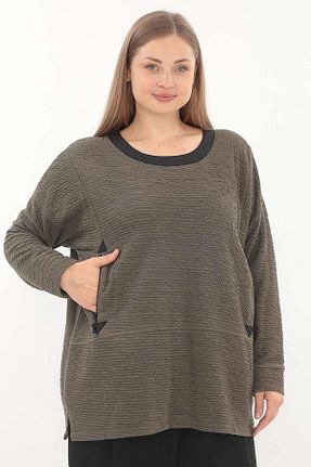 تونیک سایز بزرگ خاکی زنانه Zedd+ Plus - کد 892420019
