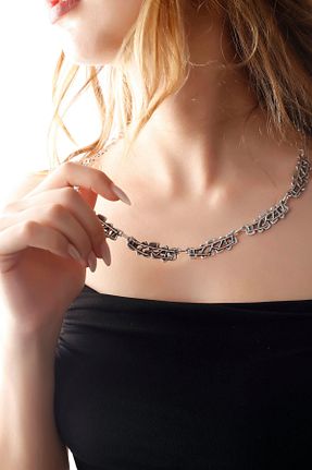 گردنبند جواهر طوسی زنانه روکش نقره MATYA JEWELERY - کد 892449605