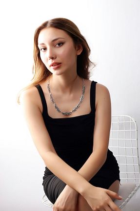 گردنبند جواهر طوسی زنانه روکش نقره MATYA JEWELERY - کد 892449605