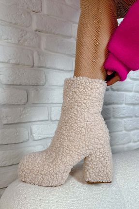 بوت / نیم بوت بژ زنانه پارچه ای Shoebutik - کد 892497803