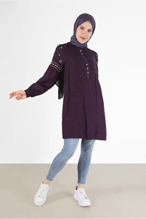تونیک حجاب بنفش زنانه بافتنی TRENDTESETTÜR - کد 892575641