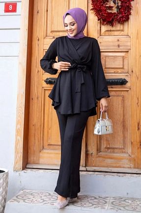 ست بالاتنه و پائین تنه حجاب مشکی زنانه رگولار Swana - کد 640342241