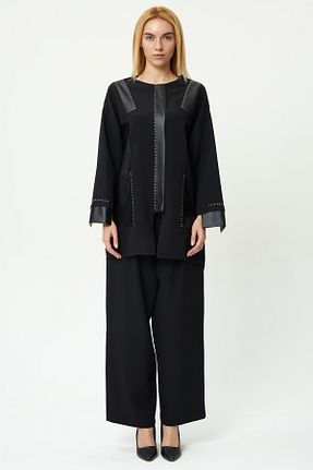 ست بالاتنه و پائین تنه مشکی زنانه بافتنی MAQ DESIGN - کد 892640769