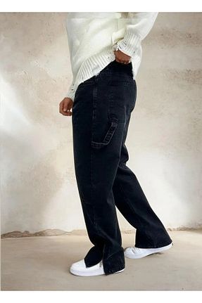 شلوار جین مشکی مردانه پاچه پهن OHEPMODA - کد 892572280