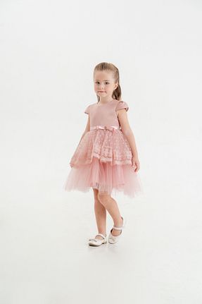 لباس مجلسی و فارغ التحصیلی صورتی بچه گانه توری Eray Kids - کد 881663025