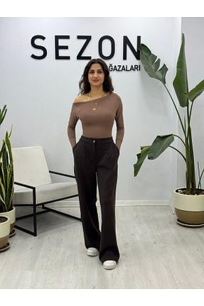 شلوار قهوه ای زنانه پارچه SEZON MAGAZALARI - کد 892589386