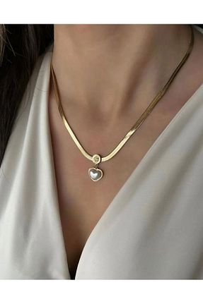 گردنبند استیل ( فولاد ) خاکی زنانه استیل ضد زنگ Takıtolia - کد 891498358