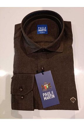 پیراهن قهوه ای زنانه یقه کلاسیک Paul Martin Canadian - کد 892587513