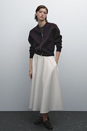 دامن سفید زنانه پنبه ای Massimo Dutti - کد 892579412