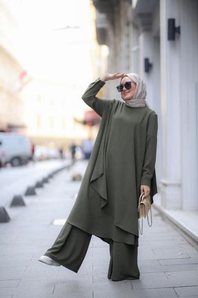 ست بالاتنه و پائین تنه حجاب خاکی زنانه Relaxed NS Moda - کد 823279347
