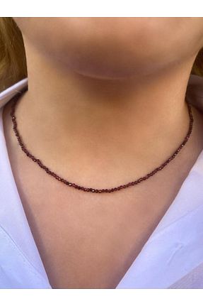 گردنبند جواهر زرشکی زنانه Zodyak Doğal Taş - کد 892657935
