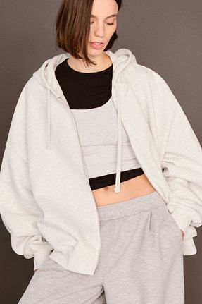 سوئیشرت طوسی زنانه اسلیم Bershka - کد 892674788