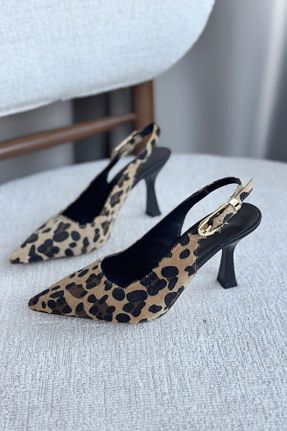 کفش پاشنه بلند کلاسیک قهوه ای زنانه چرم GOFFSHOES - کد 896068096