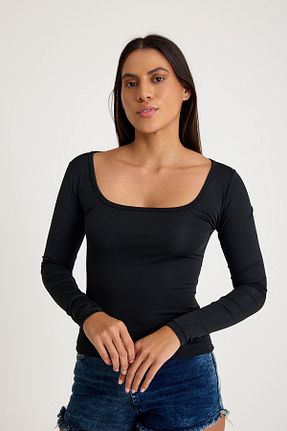 بادی مشکی زنانه یقه مربعی Thestiluxe - کد 892682339