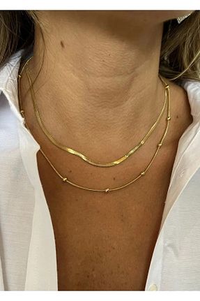 گردنبند استیل ( فولاد ) زرد زنانه استیل (فولاد) Vitastyle - کد 892733991