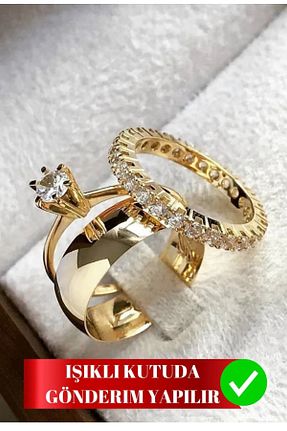انگشتر برلیان زرد 14 عیار Crystal Diamond Zirconia - کد 892749987
