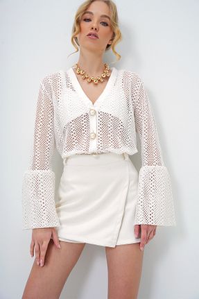 بلوز نباتی زنانه Ajurlu Trend Alaçatı Stili - کد 891517519