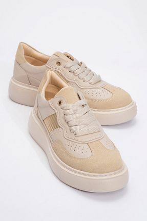کفش اسنیکر بژ زنانه بند دار luvishoes - کد 817162171