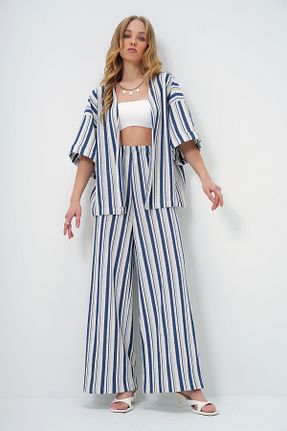 ست بالاتنه و پائین تنه سرمه ای زنانه تریکو Trend Alaçatı Stili - کد 891517732