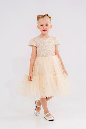 لباس مجلسی و فارغ التحصیلی بژ بچه گانه توری Eray Kids - کد 881666345