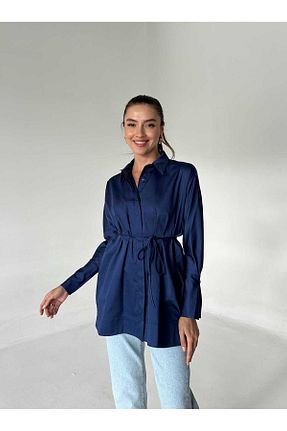 پیراهن سرمه ای زنانه یقه پیراهنی EMNORA - کد 840133684
