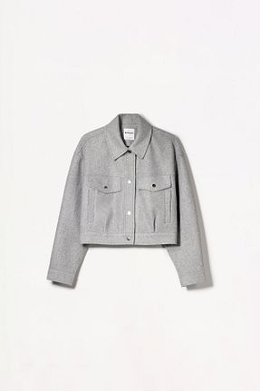 کاپشن طوسی زنانه پلی استر Bershka - کد 893398233