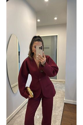 ست بالاتنه و پائین تنه زرشکی زنانه بافتنی My Blog - کد 892707227