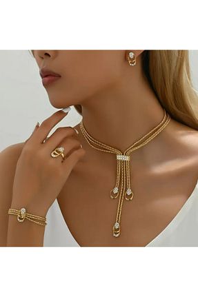 ست جواهر زرد زنانه 4 تایی TAKİŞKO - کد 892702768