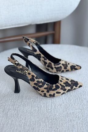 کفش پاشنه بلند کلاسیک قهوه ای زنانه چرم GOFFSHOES - کد 896068096