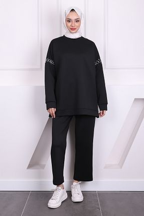ست بالاتنه و پائین تنه حجاب مشکی زنانه رگولار İmajButik - کد 892717725