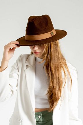 کلاه قهوه ای زنانه پلی استر awix - کد 894083858