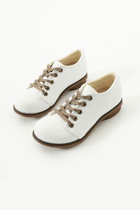 کفش کلاسیک سفید زنانه پاشنه کوتاه (1 - 4 سانتی متر) Gökçe Shoes - کد 894198549