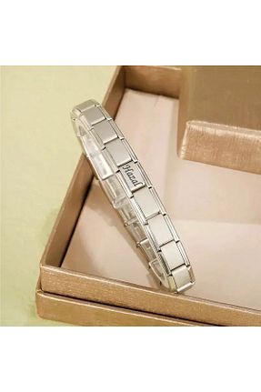 دستبند استیل (فولاد) طوسی زنانه استیل (فولاد) Satürn Silver Kuyumculuk - کد 892849199