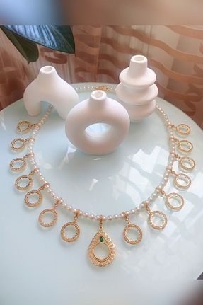 گردنبند جواهر سفید زنانه مروارید TwinsCollection - کد 892848543