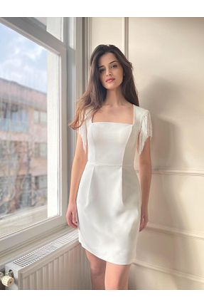 لباس مجلسی و فارغ التحصیلی سفید زنانه پلی استر Genel Markalar - کد 892873893