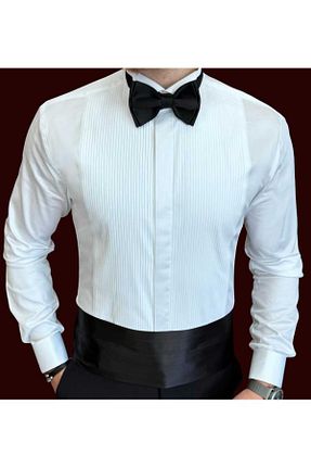 پیراهن سفید مردانه اسلیم فیت MODA - کد 870229089