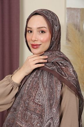 شال قهوه ای زنانه پنبه ای aldyoo - کد 892950956