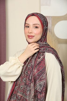 شال زرشکی زنانه پنبه ای aldyoo - کد 892951084