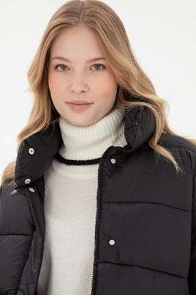پالتو پشمی مشکی زنانه Fitted U.S. Polo Assn. - کد 855703306