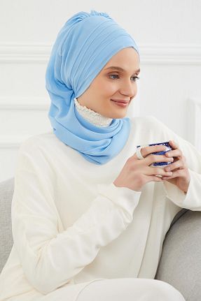 شال آبی زنانه شیفون Aisha