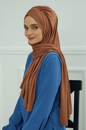 شال قهوه ای زنانه پنبه ای Aisha