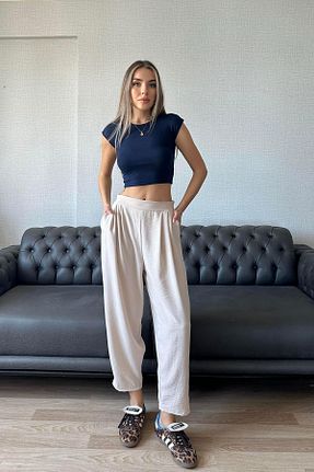 شلوار طوسی زنانه کتان Moda cameo - کد 893060379