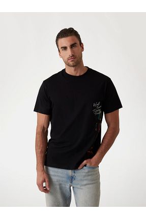 تیشرت مشکی مردانه یقه دوچرخه Guess - کد 893063601