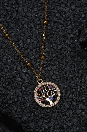 گردنبند استیل ( فولاد ) زرد زنانه استیل (فولاد) MOODAFESTİVALİ - کد 893091260