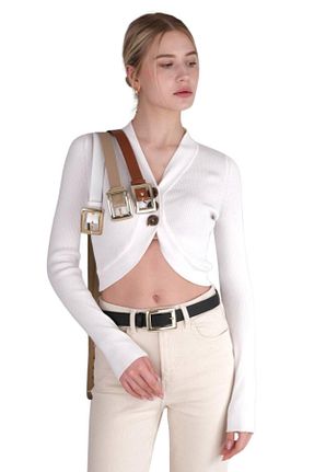 کمربند سفید زنانه چرم مصنوعی vos versa - کد 893110637