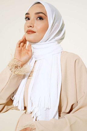 شال سفید زنانه پنبه ای Scarf Box - کد 893110239